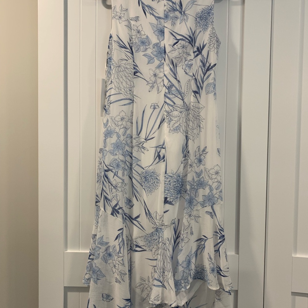 Calvin Klein White Dress with Blue Floral Print